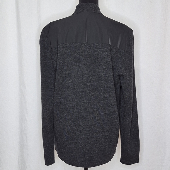Theory Mens Merino Wool Combo Knit Zip-Up Lightweight Jacket Black/Gray - Sz XL - Picture 6 of 13